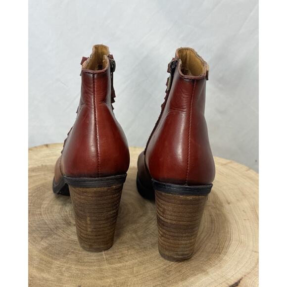 Pikolinos Maroon Red Leather Fringe Ankle Boots - Size 41 EU - 10 / 10.5 US - Picture 12 of 16